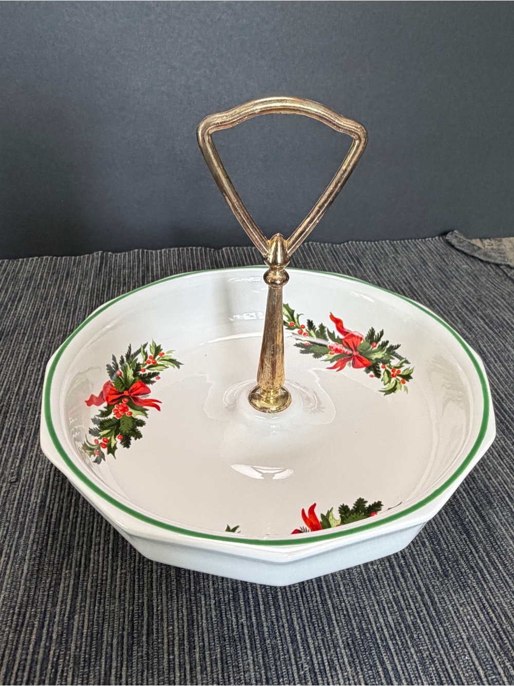 Vintage Holiday Pfaltzgraff Tidbit Tray with handle